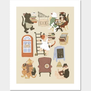 book shoppe cats Posters and Art